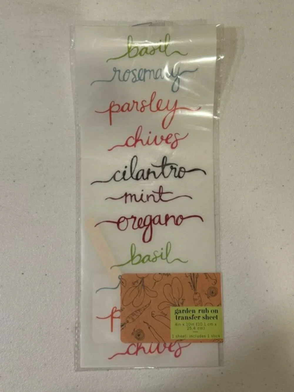 NEW Garden Rub On Transfer Sheet